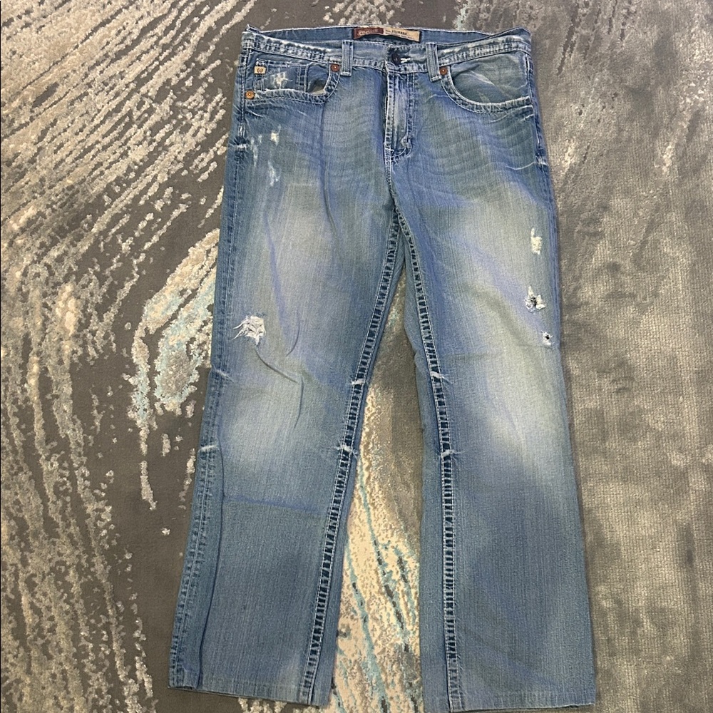 PIONEER Men's Faded Blue Straight Jeans